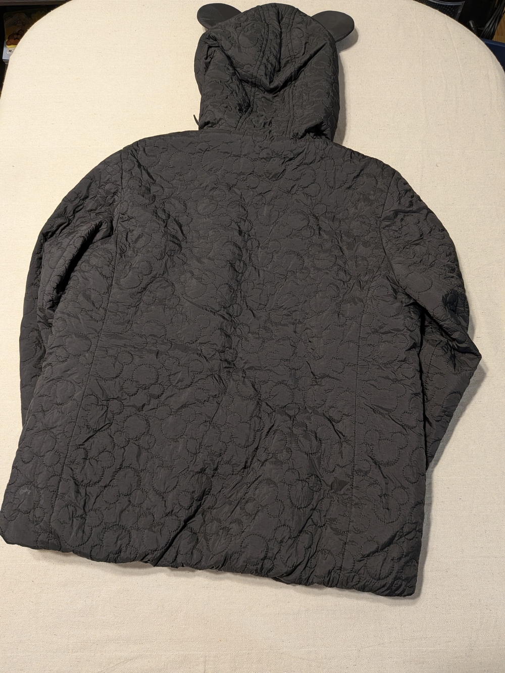 Disney Mickey Mouse Quilted Puffer Jacket Hooded Sherpa Black - Picture 6 of 11
